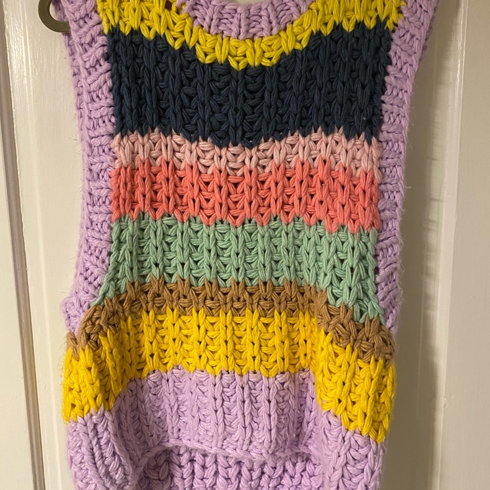 Anthropolgie Little lies multicolor knit striped vest size S/M